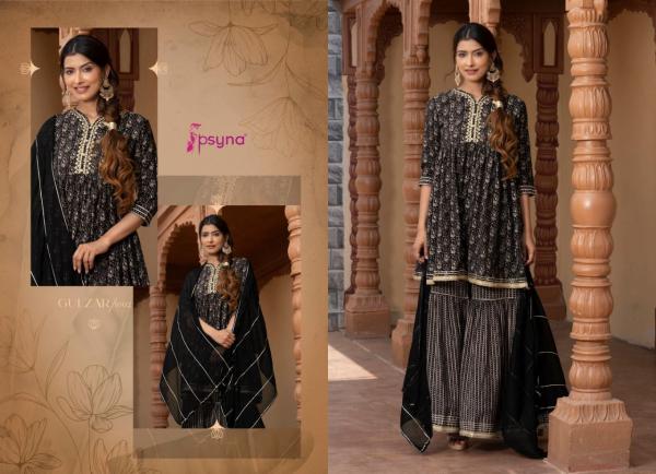 Psyna Gulzar Festive Wear Viscose Kurti Sharara With Dupatta Collection